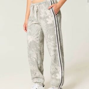 Hollister side stripe Gray Leaf Print Joggers